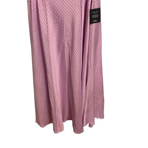 Lulu's Immaculate Perfection Lilac Striped Double Strap Midi Dress MED NWT - Picture 3 of 6